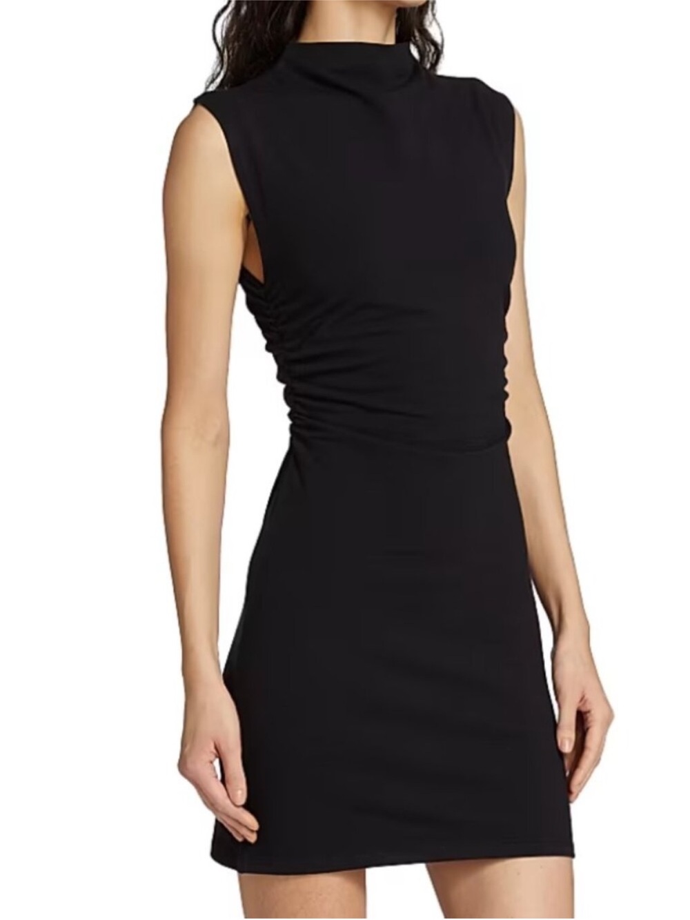 Reformation Black Sleeveless Mock-Neck Mini Dress